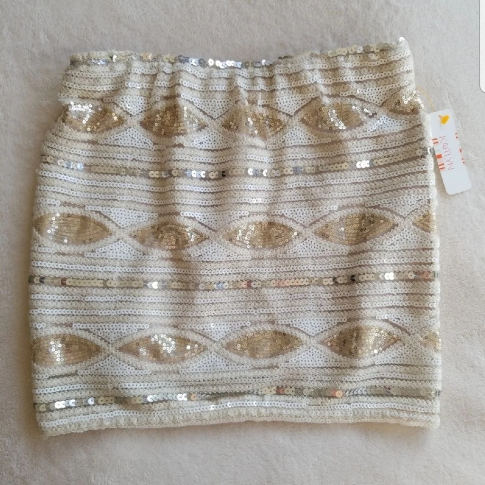 🌟 Boutique Sequin Mini Skirt Neutral 🌟 Holiday